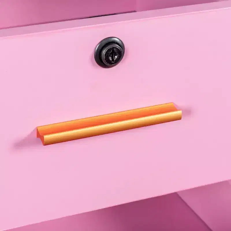 GDFStudio Estelle Mobiletto Moderno per Salone di Bellezza con 3 Supporti per Asciugacapelli, 2 Cassetti, 1 Anta e Ruote