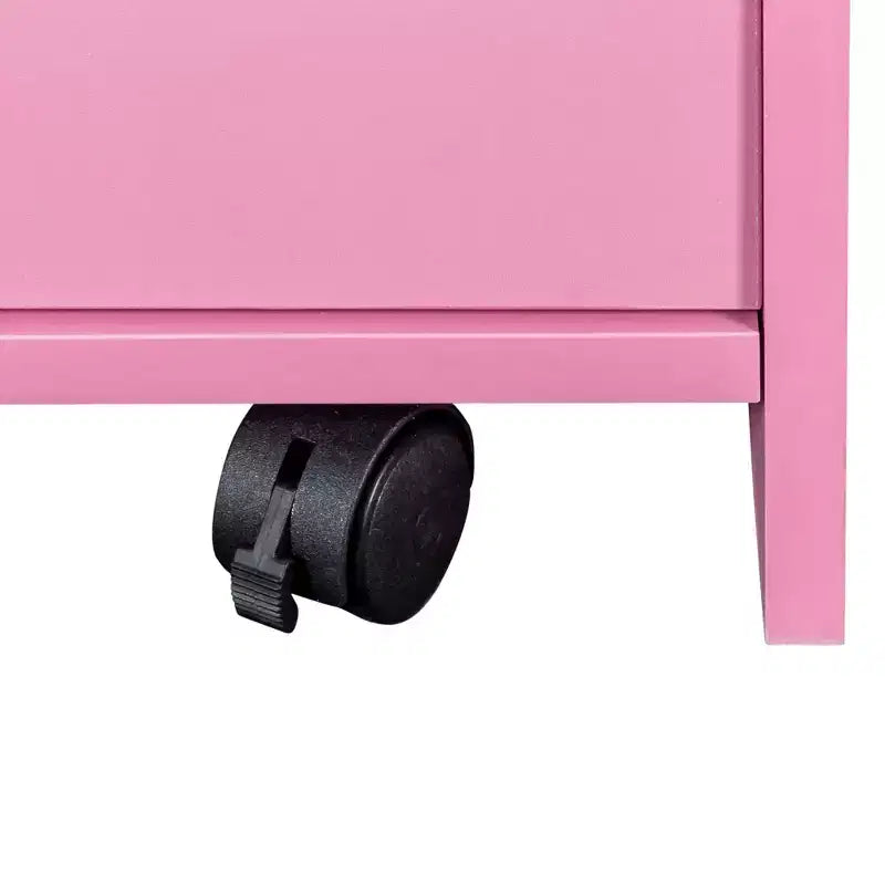 GDFStudio Estelle Mobiletto Moderno per Salone di Bellezza con 3 Supporti per Asciugacapelli, 2 Cassetti, 1 Anta e Ruote
