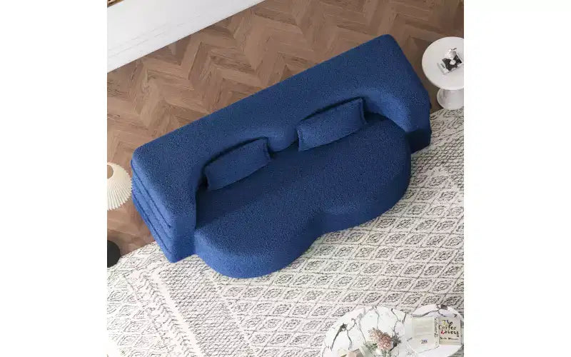 Divano a pavimento moderno EHMKNP con 2 cuscini, divano letto convertibile in tessuto Teddy imbottito in schiuma, per soggiorno