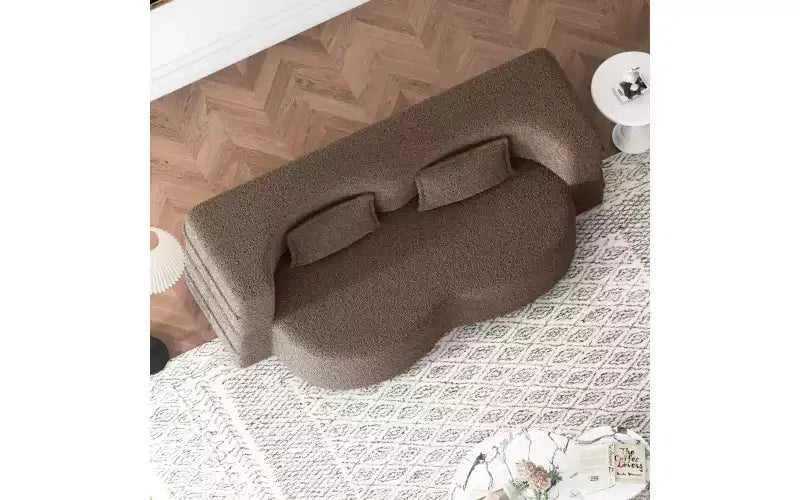 Divano a pavimento moderno EHMKNP con 2 cuscini, divano letto convertibile in tessuto Teddy imbottito in schiuma, per soggiorno