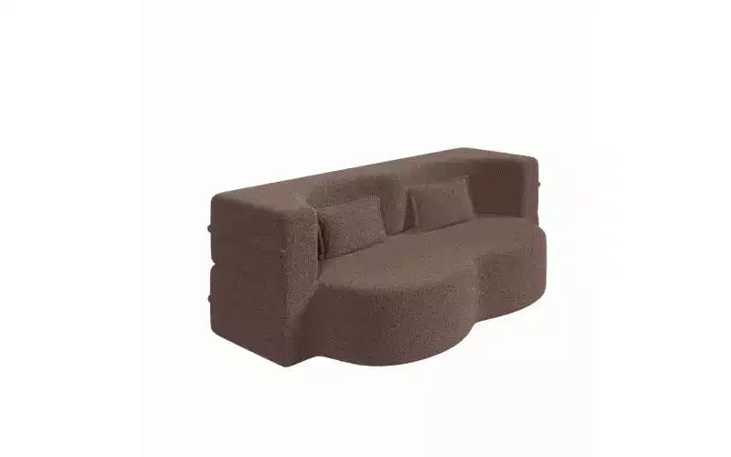Divano a pavimento moderno EHMKNP con 2 cuscini, divano letto convertibile in tessuto Teddy imbottito in schiuma, per soggiorno