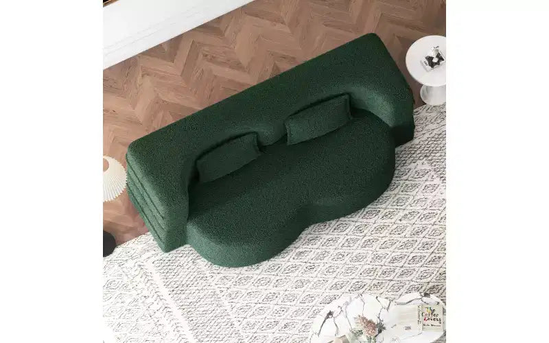 Divano a pavimento moderno EHMKNP con 2 cuscini, divano letto convertibile in tessuto Teddy imbottito in schiuma, per soggiorno