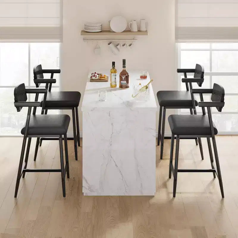 Set di 2/4 sgabelli da bar ad altezza bancone con schienale e seduta imbottita più ampia per isola cucina, facile da montare