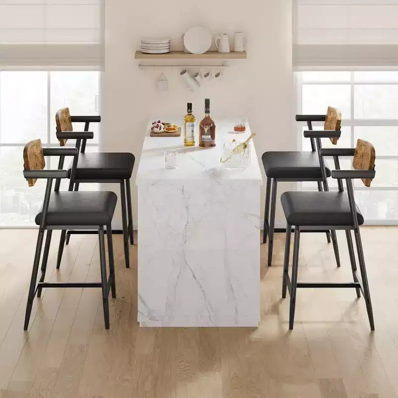 Set di 2/4 sgabelli da bar ad altezza bancone con schienale e seduta imbottita più ampia per isola cucina, facile da montare