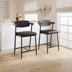 Set of 2/4 Counter Height Bar Stool with Back & Upholstered Wider Seat for Kitchen Island, Easy Assembly