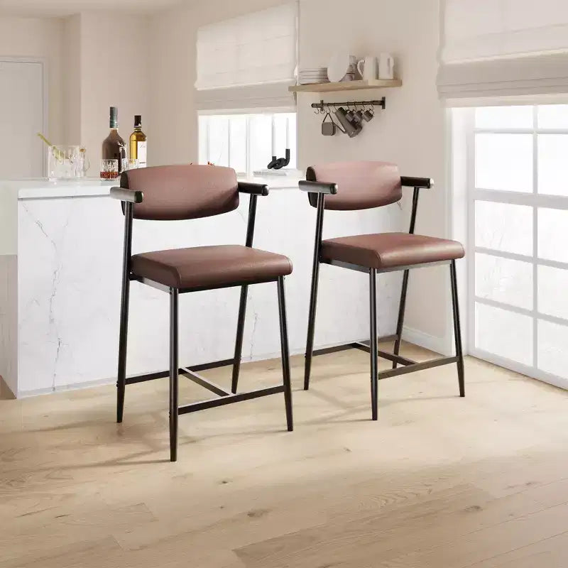 Set di 2/4 sgabelli da bar ad altezza bancone con schienale e seduta imbottita più ampia per isola cucina, facile da montare
