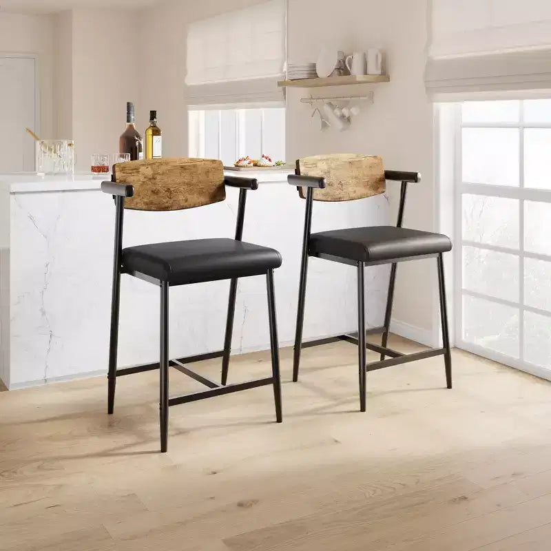 Set di 2/4 sgabelli da bar ad altezza bancone con schienale e seduta imbottita più ampia per isola cucina, facile da montare