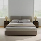 Comodino moderno a 2 cassetti HOMLUX con tavolo laterale, colore marrone