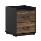 Comodino moderno a 2 cassetti HOMLUX con tavolo laterale, colore marrone