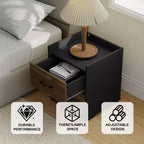 Comodino moderno a 2 cassetti HOMLUX con tavolo laterale, colore marrone