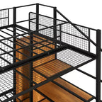 Bellemave Letto a castello in metalloLetto a castello con scale contenitore e armadio, letto a castello per adulti/bambini/ragazzi, nero