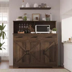 Credenza con Contenitore da 47,2 Pollici, Mobile Contenitore Grande in Legno con 3 Ante, 3 Cassetti e 1 Piano, Adatto per Sala da Pranzo, Soggiorno