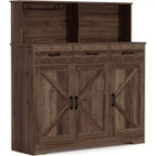 Credenza con Contenitore da 47,2 Pollici, Mobile Contenitore Grande in Legno con 3 Ante, 3 Cassetti e 1 Piano, Adatto per Sala da Pranzo, Soggiorno