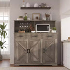 Credenza con Contenitore da 47,2 Pollici, Mobile Contenitore Grande in Legno con 3 Ante, 3 Cassetti e 1 Piano, Adatto per Sala da Pranzo, Soggiorno