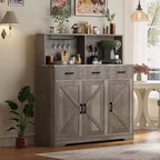 Credenza con Contenitore da 47,2 Pollici, Mobile Contenitore Grande in Legno con 3 Ante, 3 Cassetti e 1 Piano, Adatto per Sala da Pranzo, Soggiorno