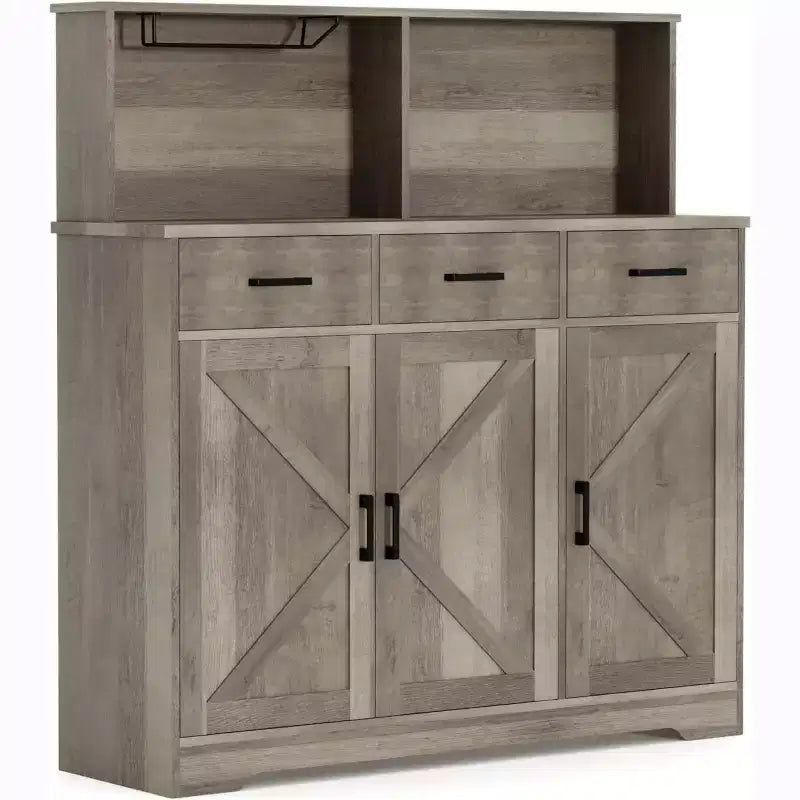 Credenza con Contenitore da 47,2 Pollici, Mobile Contenitore Grande in Legno con 3 Ante, 3 Cassetti e 1 Piano, Adatto per Sala da Pranzo, Soggiorno