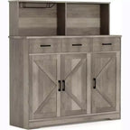 Credenza con Contenitore da 47,2 Pollici, Mobile Contenitore Grande in Legno con 3 Ante, 3 Cassetti e 1 Piano, Adatto per Sala da Pranzo, Soggiorno