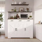 Credenza con Contenitore da 47,2 Pollici, Mobile Contenitore Grande in Legno con 3 Ante, 3 Cassetti e 1 Piano, Adatto per Sala da Pranzo, Soggiorno
