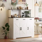 Credenza con Contenitore da 47,2 Pollici, Mobile Contenitore Grande in Legno con 3 Ante, 3 Cassetti e 1 Piano, Adatto per Sala da Pranzo, Soggiorno