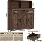 Credenza con Contenitore da 47,2 Pollici, Mobile Contenitore Grande in Legno con 3 Ante, 3 Cassetti e 1 Piano, Adatto per Sala da Pranzo, Soggiorno