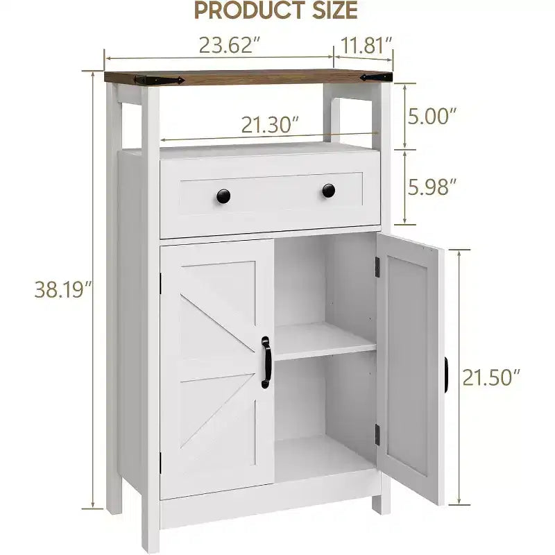 Dcolora Mobile Contenitore da Bagno con Ante a Fienile, Organizer da Bagno con Cassetti