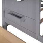 Bellemave Letto a capanna singolo con cassetti portaoggetti, telaio letto a capanna per bambini con ripiani, simpatico letto a capanna singolo in legno con tetto per bambini, bambine, bambini, grigio