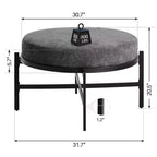 Pouf Contenitore Rotondo Bekrvio 4.5, Tavolino e Poggiapiedi in Tessuto Ciniglia per Soggiorno con Gambe in Metallo e Piedini Regolabili