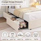 Struttura Letto Matrimoniale con Elegante Testiera Ondulata, Letto per Bambini con 2 Cassetti, Letto a Piattaforma Imbottito in Bouclé per Ragazze