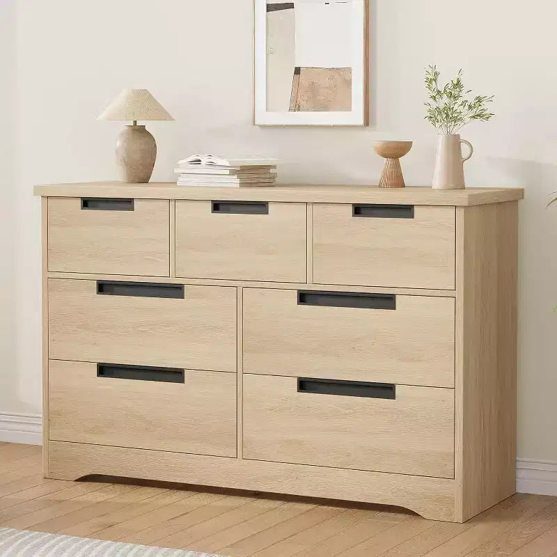 Cassettiera a 7 cassetti CuisinSmart, comò in legno con maniglie integrate, organizer per cassetti per soggiorno, cameretta, corridoio e ingresso