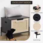 Panca contenitore in rattan con cerniera di sicurezza, panca da ingresso da 60/100 cm con contenitore, panca/cassapanca porta scarpe, panca da fondo letto con maniglie laterali