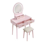 Okak Lussuoso Tavolo da Trucco con Bellissimo Specchio e Luci, Scrivania da Toilette con Cassetti e Sgabello, Set Tavolo da Trucco da Principessa per Camere da Letto