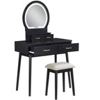 Okak Lussuoso Tavolo da Trucco con Bellissimo Specchio e Luci, Scrivania da Toilette con Cassetti e Sgabello, Set Tavolo da Trucco da Principessa per Camere da Letto