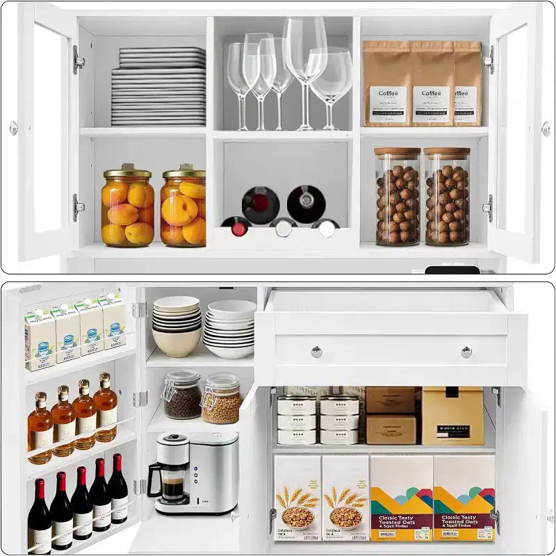 Dispensa da cucina alta 71 polliciMobile bar autoportante con ampi cassettiCredenza con piano aperto per soggiorno