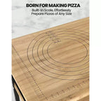 Tavolo per Forno Pizza a 3 Livelli in Bambù con 4 Ruote, Carrello da Esterno per Griglia, Carrello Bar per Preparazione Cibo, Tavolo da Cucina per Griglia, Colore Legno 83,8x50,8x90,1 cm