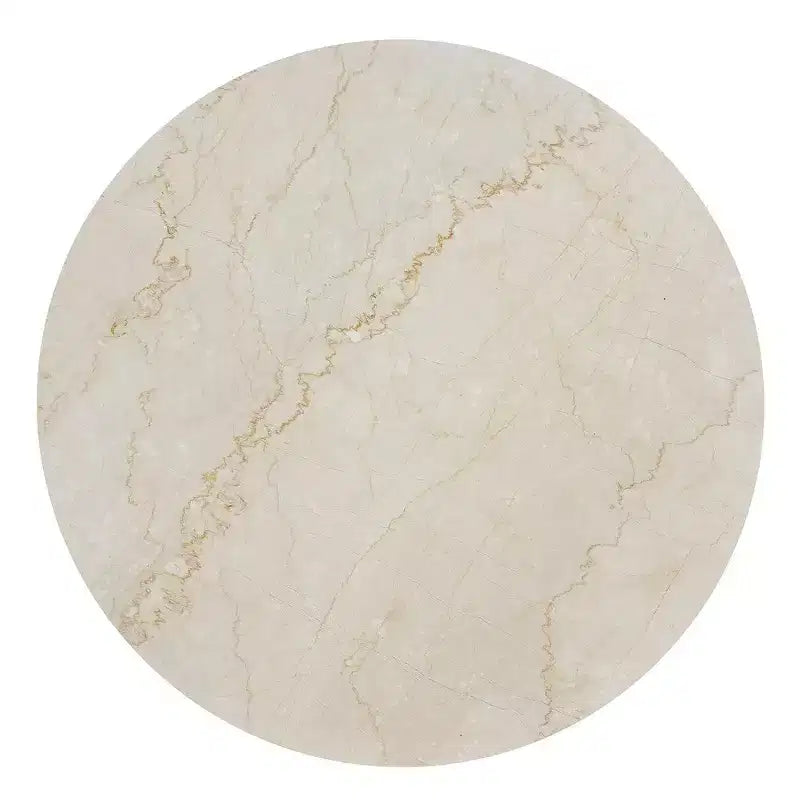 Tavolino da caffè Royal Hampton, piano tondo in marmo naturale da 27, base scultorea in legno di mango