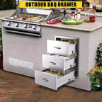 COZONY Cassetti da Cucina per Esterni in Acciaio Inossidabile, Sistema di Stoccaggio a Incasso per Barbecue e Cucine da Esterno, Grado Commerciale