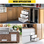 COZONY Cassetti da Cucina per Esterni in Acciaio Inossidabile, Sistema di Stoccaggio a Incasso per Barbecue e Cucine da Esterno, Grado Commerciale