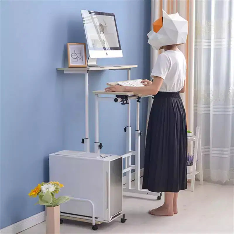 COZONY Scrivania Regolabile Piccola, Postazione di Lavoro Mobile con Ruote, Tavolo per Computer Portatile per Ufficio Domestico, Scuola, Tapis roulant