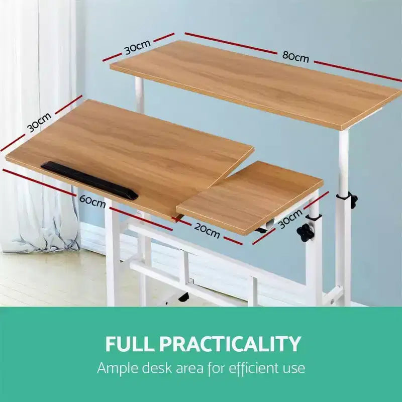 COZONY Scrivania Regolabile Piccola, Postazione di Lavoro Mobile con Ruote, Tavolo per Computer Portatile per Ufficio Domestico, Scuola, Tapis roulant