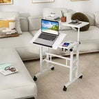 COZONY Scrivania Regolabile Piccola, Postazione di Lavoro Mobile con Ruote, Tavolo per Computer Portatile per Ufficio Domestico, Scuola, Tapis roulant