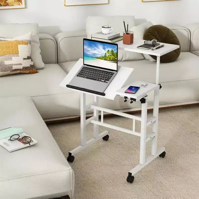 COZONY Scrivania Regolabile Piccola, Postazione di Lavoro Mobile con Ruote, Tavolo per Computer Portatile per Ufficio Domestico, Scuola, Tapis roulant