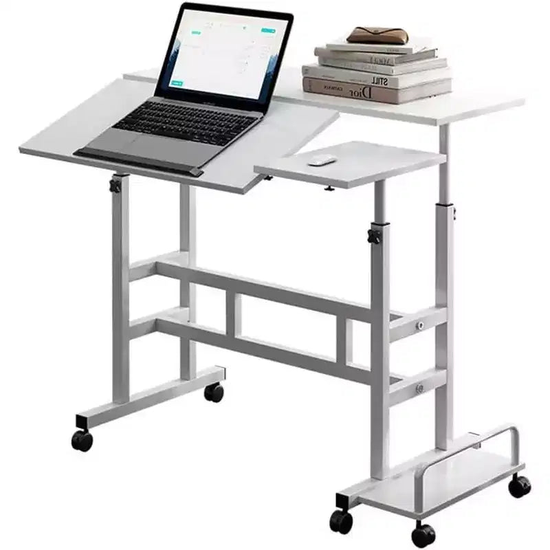 COZONY Scrivania Regolabile Piccola, Postazione di Lavoro Mobile con Ruote, Tavolo per Computer Portatile per Ufficio Domestico, Scuola, Tapis roulant