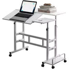 COZONY Scrivania Regolabile Piccola, Postazione di Lavoro Mobile con Ruote, Tavolo per Computer Portatile per Ufficio Domestico, Scuola, Tapis roulant