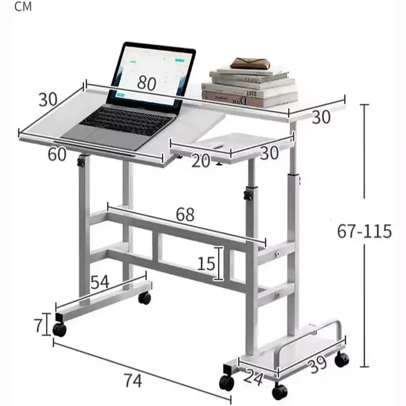 COZONY Scrivania Regolabile Piccola, Postazione di Lavoro Mobile con Ruote, Tavolo per Computer Portatile per Ufficio Domestico, Scuola, Tapis roulant