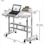 COZONY Scrivania Regolabile Piccola, Postazione di Lavoro Mobile con Ruote, Tavolo per Computer Portatile per Ufficio Domestico, Scuola, Tapis roulant
