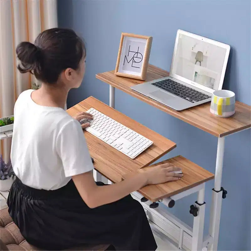 COZONY Scrivania Regolabile Piccola, Postazione di Lavoro Mobile con Ruote, Tavolo per Computer Portatile per Ufficio Domestico, Scuola, Tapis roulant