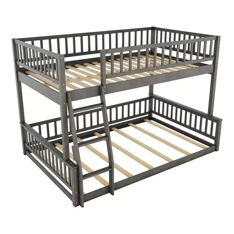 Letto a castello intero Okak in legno, letti a castello per bambini con scala e sponde di sicurezza, letti a castello gemelli per bambini, adolescenti