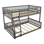 Letto a castello intero Okak in legno, letti a castello per bambini con scala e sponde di sicurezza, letti a castello gemelli per bambini, adolescenti