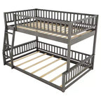Letto a castello intero Okak in legno, letti a castello per bambini con scala e sponde di sicurezza, letti a castello gemelli per bambini, adolescenti