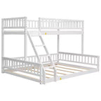 Letto a castello intero Okak in legno, letti a castello per bambini con scala e sponde di sicurezza, letti a castello gemelli per bambini, adolescenti